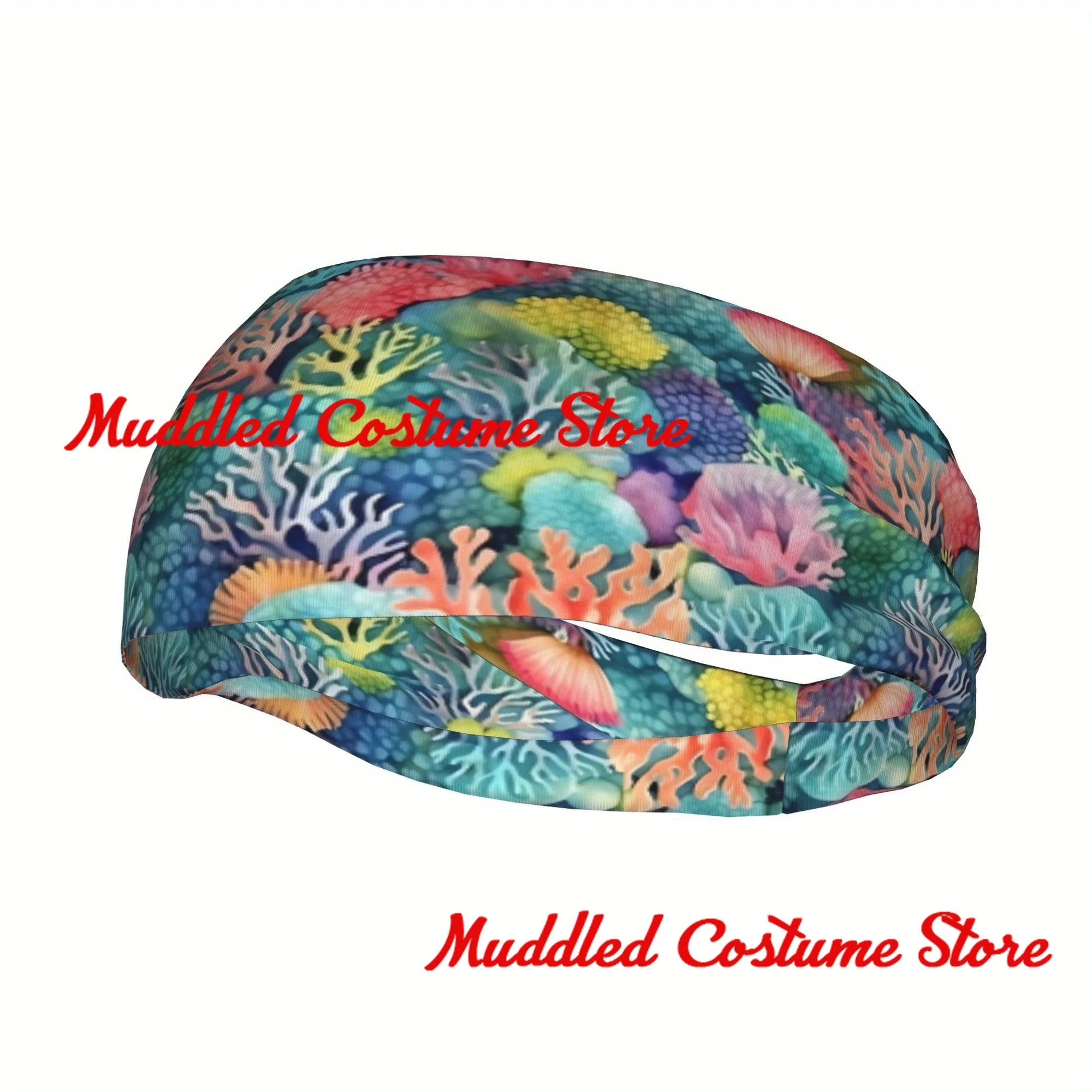 

Повязка на голову с океанским коралловым рифом, спортивная эластичная повязка на голову для йоги и фитнеса, эластичная повязка на голову