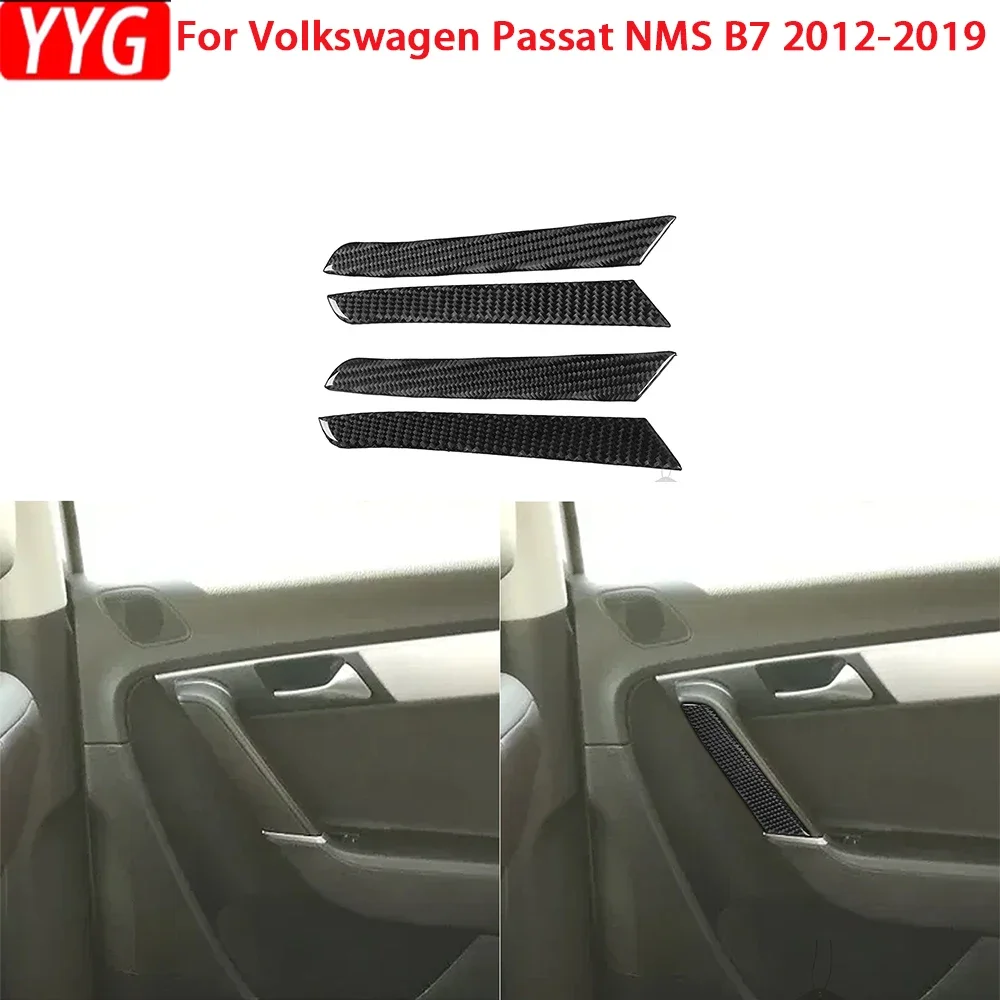 

For Volkswagen VW Passat NMS B7 2012-2019 Door Handle Trim Strip Real Carbon Fiber Sticker Interior Modification Car Accessories