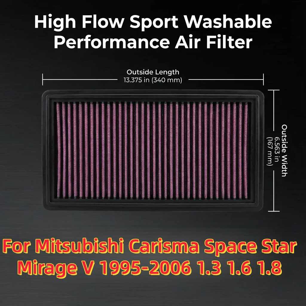 For Mitsubishi Carisma Space Star Mirage V 1995-2006 1.3 1.6 1.8 High Flow Sport Washable Performance Air Filter OEM:30862730