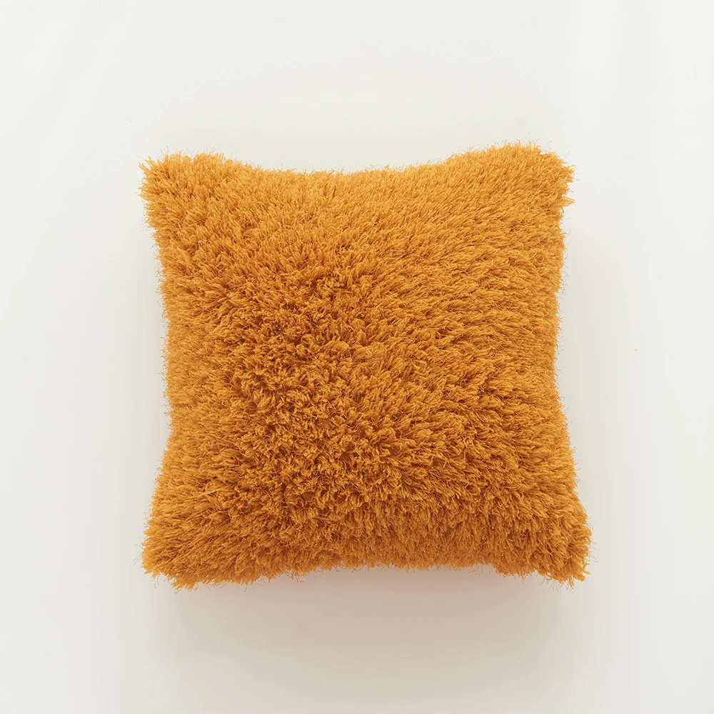 MACT Soft Fur Plush Throw Pillow Cover Solid Color Fluffy Cushion Cover Decor Sofa Living Room Pillowcase For Bedroom Decoration