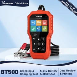 VDIAGTOOL BT500 9-24V Car Battery Tester 5-3000 CCA Automotive Alternator Tester Auto Battery Analyzer Charging Cranking Tester