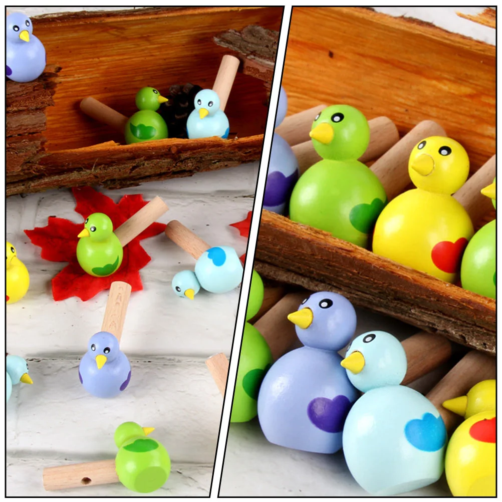 6 PCS Wooden Bird Whistle Party Call Hen Noise Maker Pigeon Hand Bell Baby Toys Door Kids Animal Educational Gift