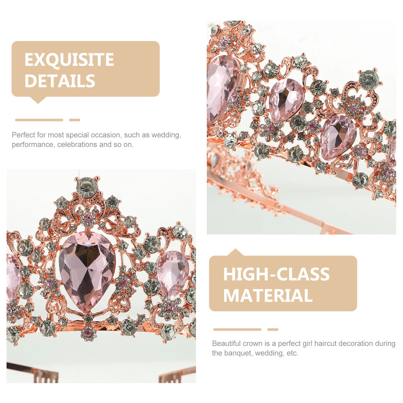 

Crystal Rhinestone Bridal Tiara Hair Crown Comb Wedding Headdress for Bride Banquets Parties Special Occasions