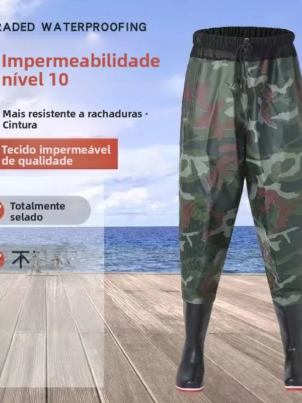 厚みのある全身フィッシングブーツメンズオーバーオールレインシューズ防水服半身水中パンツ釣り具