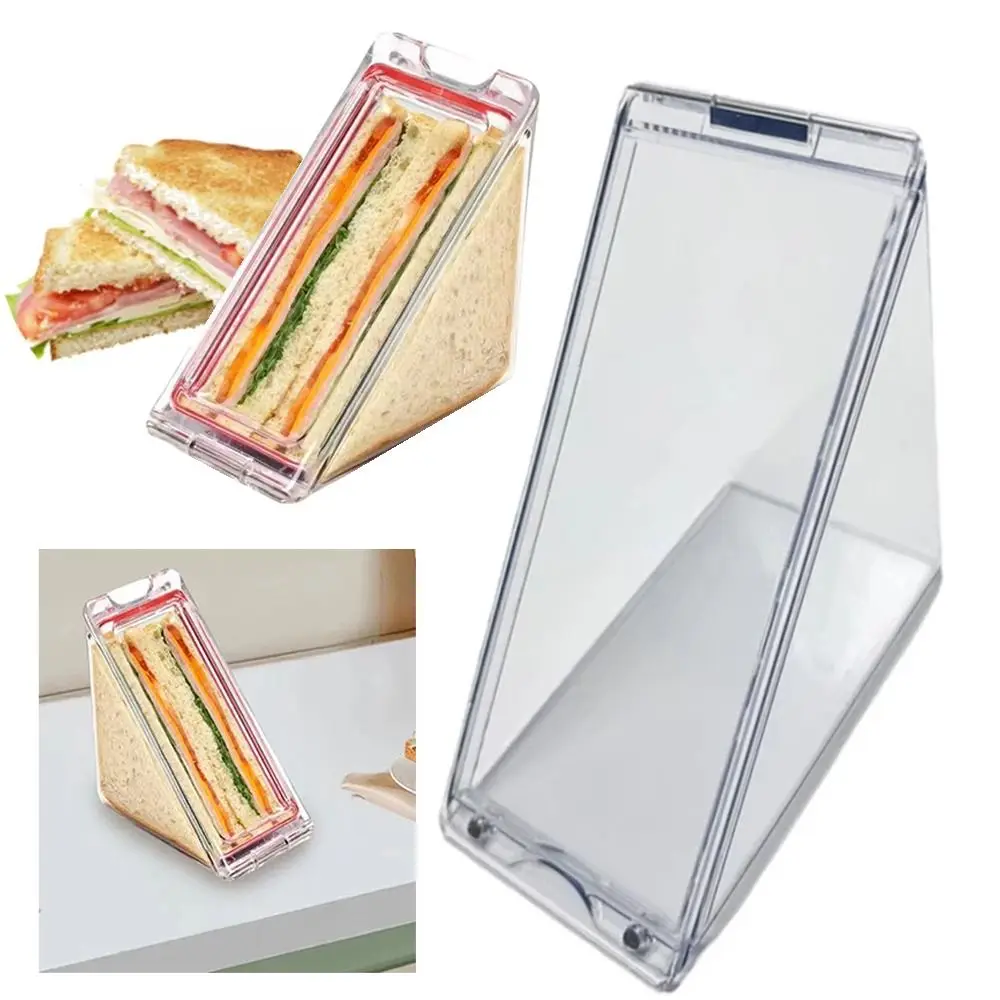 

2Pcs Portable Triangle Sandwich Container Leakproof Clear Sandwich Wedge Boxes with Lid Sturdy Sandwich Food Case School