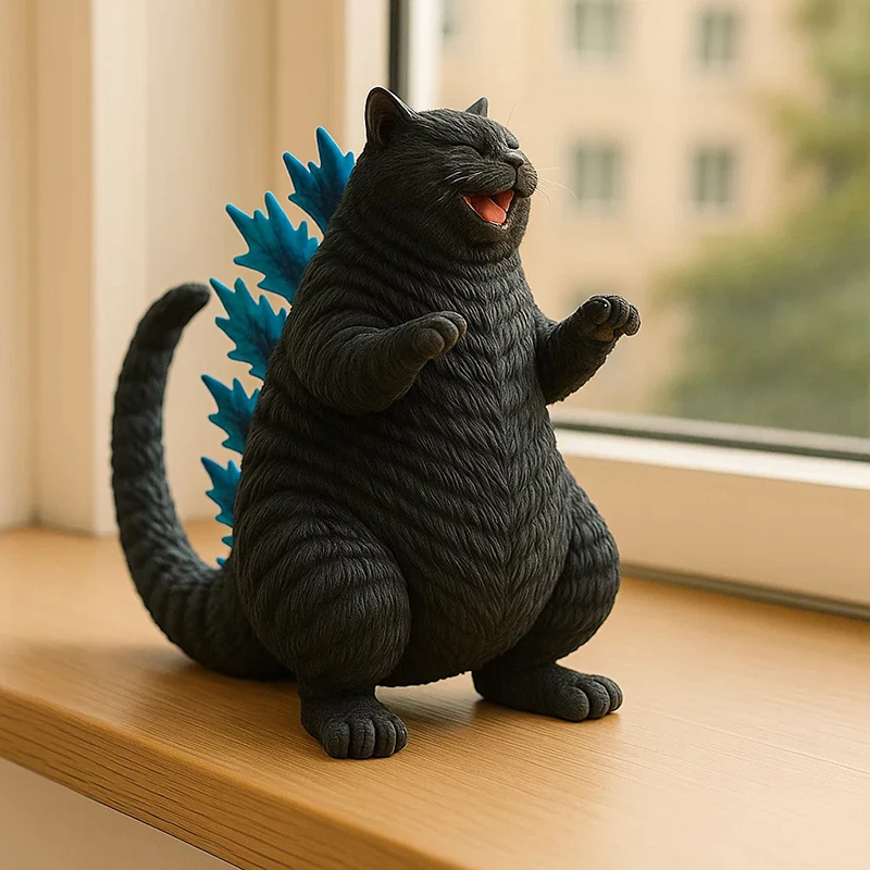 Monster Cat Figurine Cute Cat Roar Figurine Novelty Funny Monster Cat Figurine Home Office Desk Decor Gift For Fans Cat Lovers