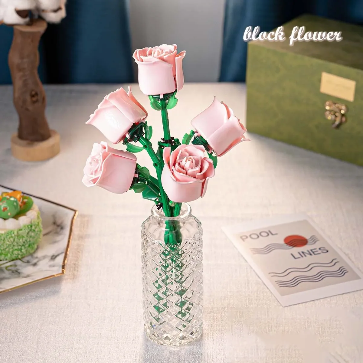 Romantic Rose Flower Bouquet Building Block Eternal Model Assembly Plastic Plant Brick Home Decor Mother\'s Day Birthday Gift