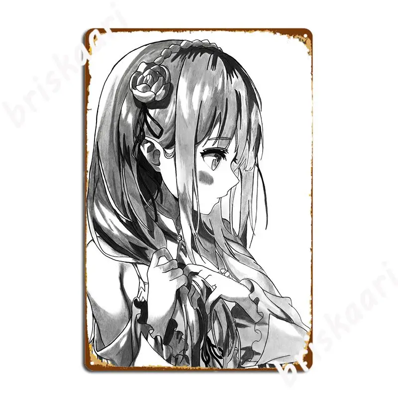 Emilia From Rezero Metal Sign Plaques Retro Cinema Kitchen Club Bar Tin Sign Posters