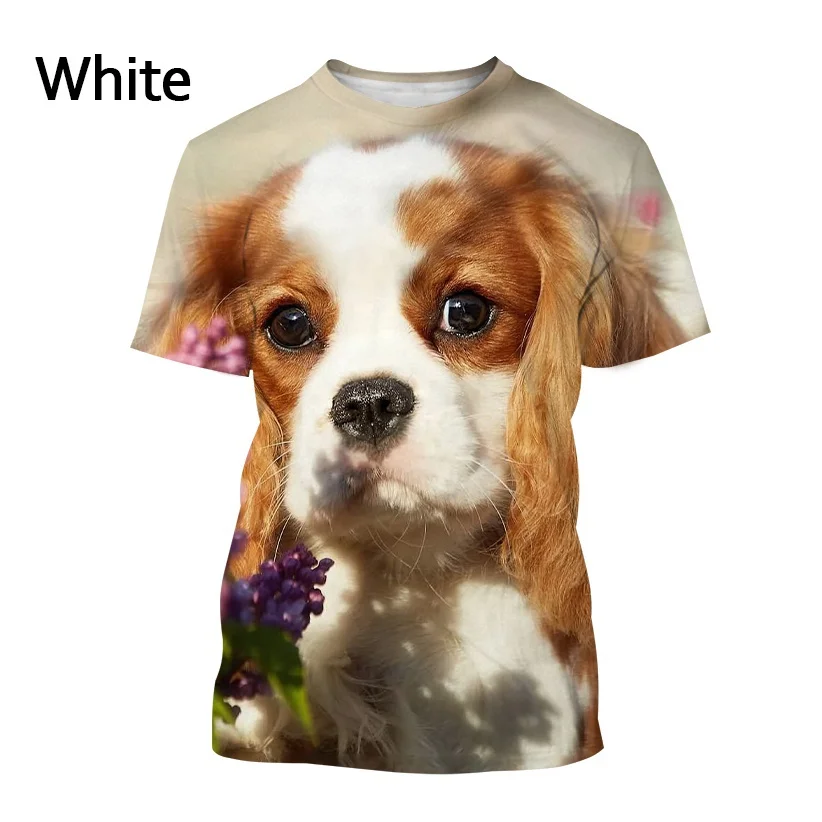 

2022 3D Animal Print T Shirt Men & Women Fashion Casual Cavalier Dog Short Sleeve Streetwear Top