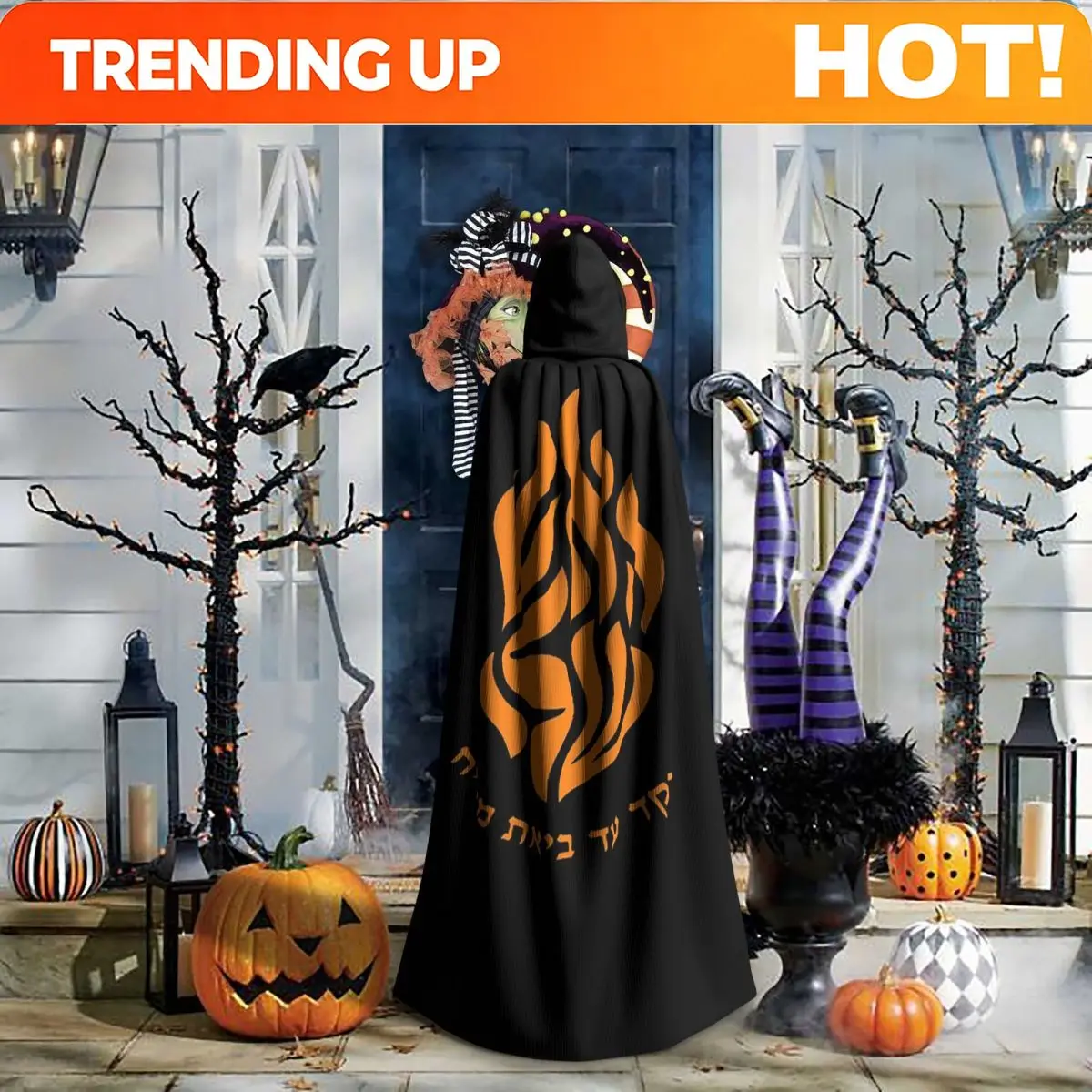 Customization My Fire Rebbe Nachman Hebrew Long Hooded Cloak Witch Medieval Costume Cosplay Cape HalloweenCoat Adult Unisex