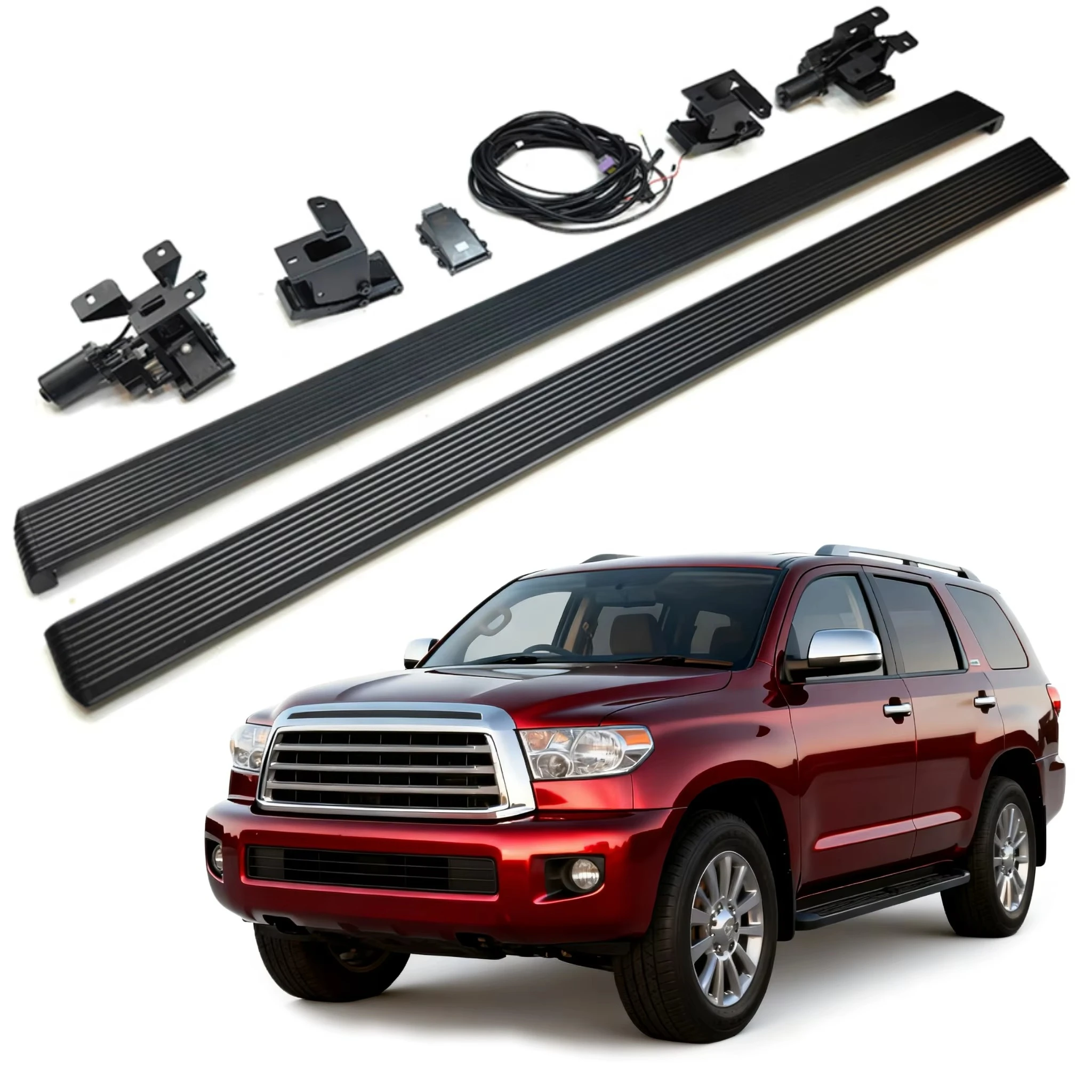 Manufacturing Factory Aluminum Alloy Electric Side Steps for Sequoia 24-25 Running Board Black No Drilling Full Set