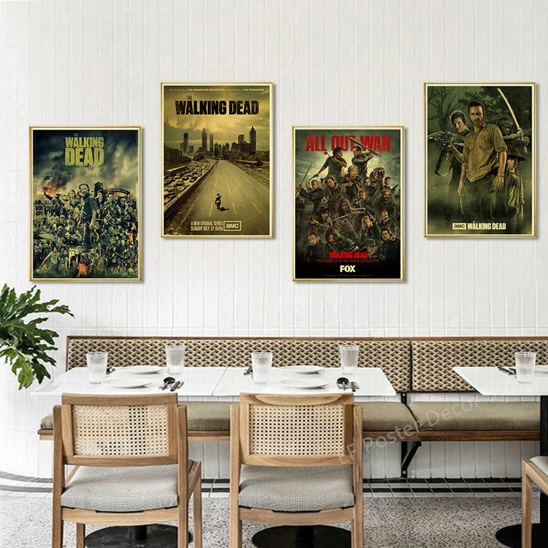 The Walking Dead Poster Rick Grimes/Daryl Dixon Prints Posters Horror TV Show Vintage Home Room Art Wall Decor Retro Painting