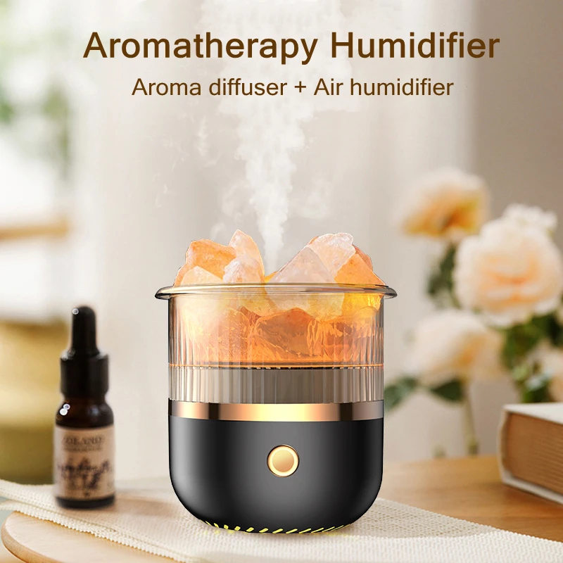 USB Aroma Diffuser Crystal Stone Electric Ultrasonic Essential Oil Diffuser Aromatherapy Air Humidifier with 7 Color LED Light