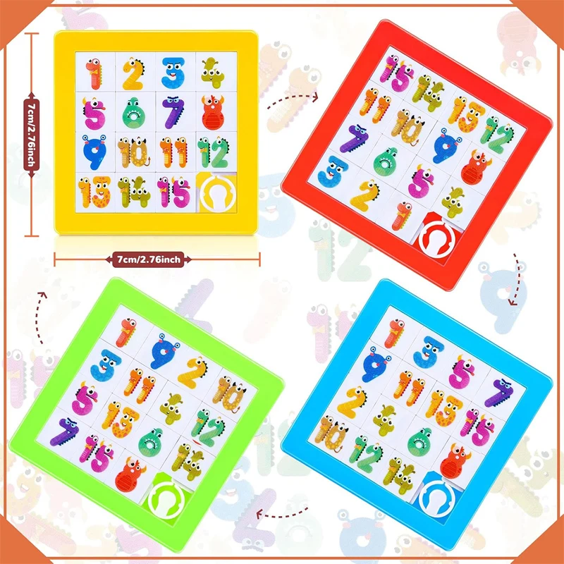 Puzzle coulissant en plastique pour enfants, quinze chiffres, casse-tête, récompenses scolaires, cadeaux de fête, jouets éducatifs d'apprentissage pour garçons et filles