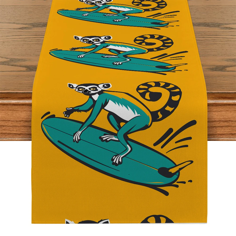 Animal Surfboard Abstract Table Runner Kitchen Dining  Table Decoration for Indoor Outdoor Home Table Runners