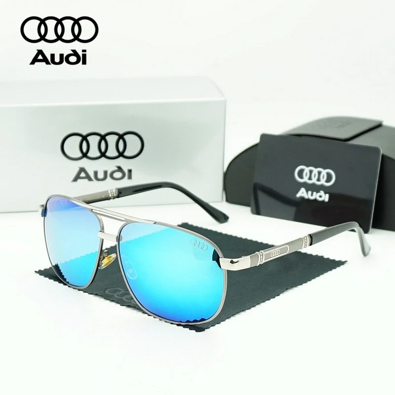 

Солнцезащитные очки AUDI Blue Mirror с поляризацией для мужчин, люксовый бренд, для вождения, спортивные, пилотские, UV400, Oculos De Sol Masculino