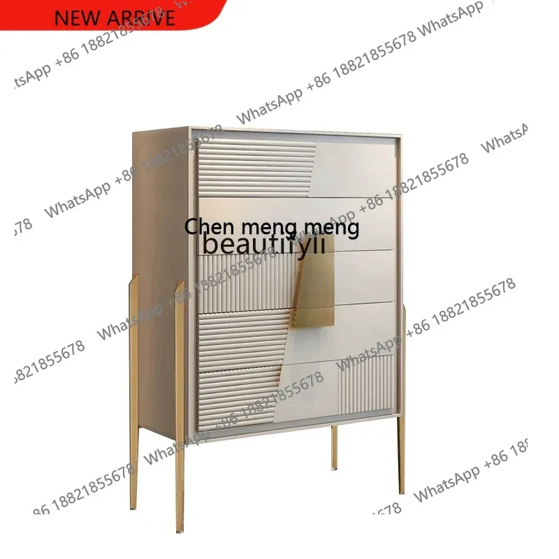 

X Italian light luxury storage chest modern simple living room locker bedroom solid wood drawer cabinetAA