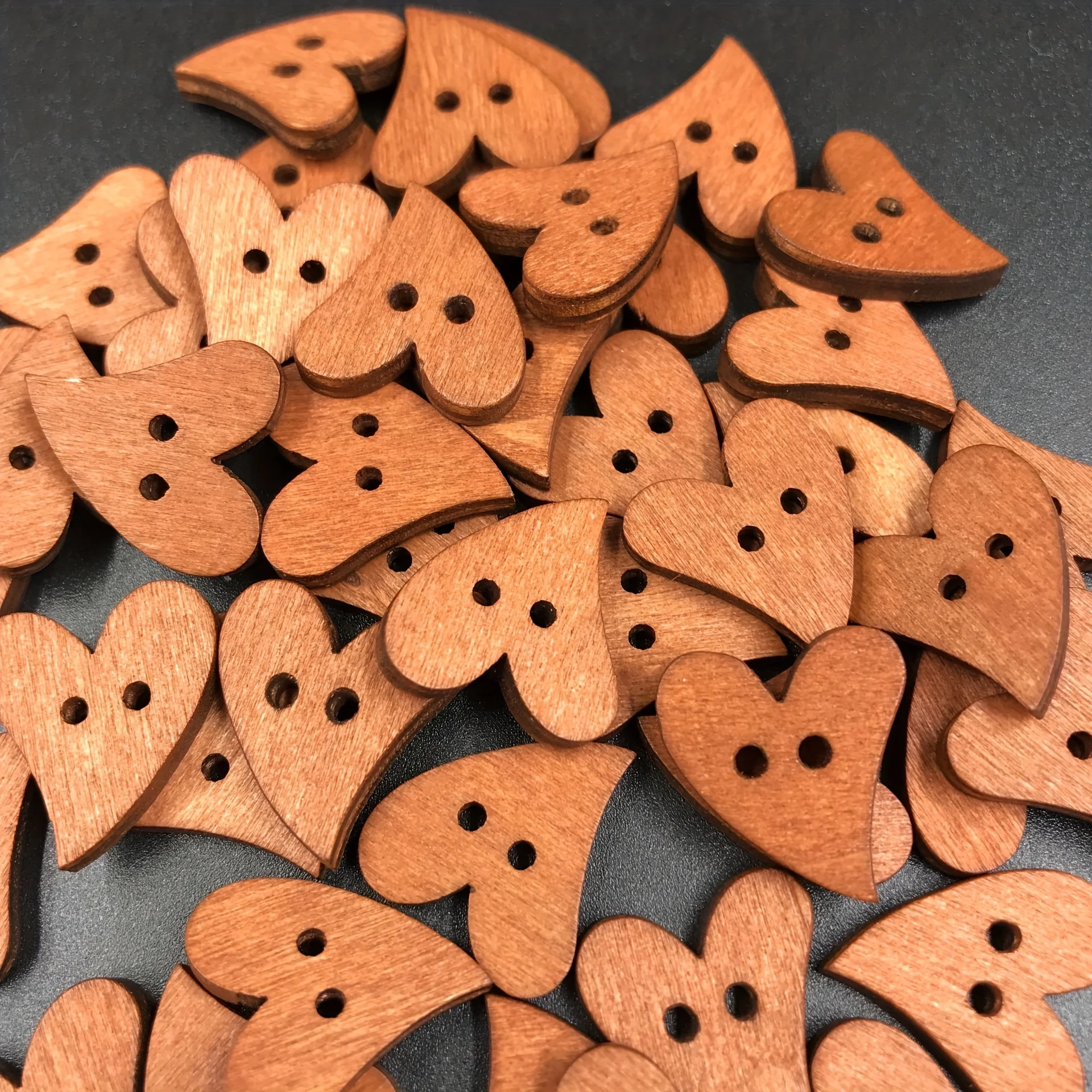 100pcs Wooden Heart-Shaped Buttons, Wooden Vintage Buttons For Clothing Sewing, Craft, And DIY Projects & More!