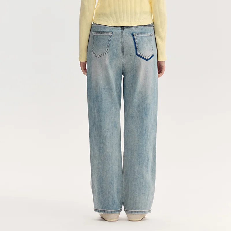 Semir Jeans Vrouwen Cool Hong Kong Stijl Broek Met Rechte Pijpen Distressed Retro Streetstyle Cool Rauw Zoom Lange Broek