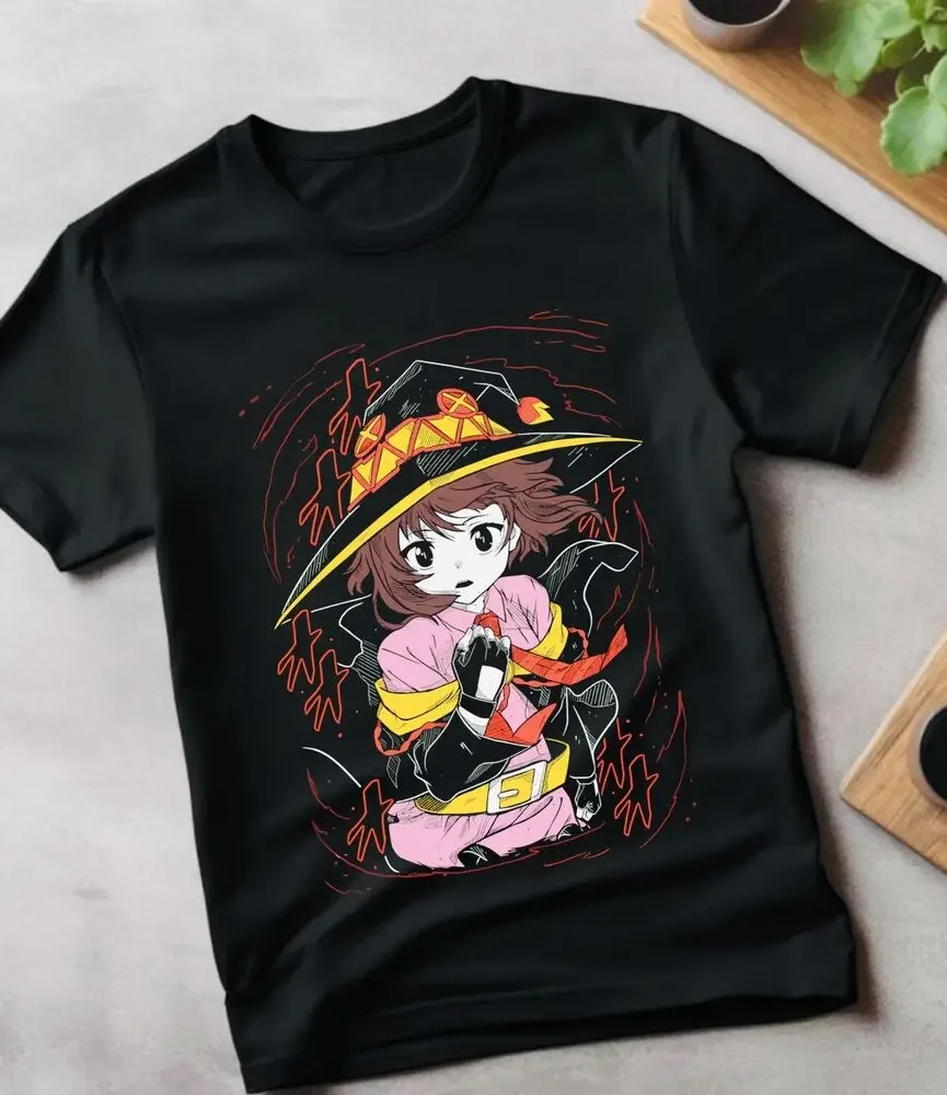 Konosuba Megumin T-Shirt Waifu Kawaii Anime Japanese Unisex Black Short sleeve