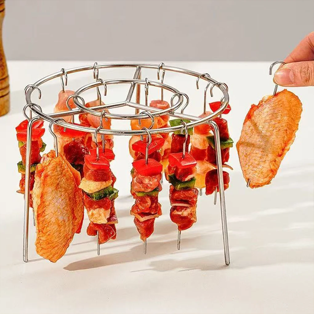 New Air Fryer Stainless Steel Vertical Grill Rack Detachable String Grill Vertical Barbecue Skewer Bracket 24/36 Baking Needle view 2