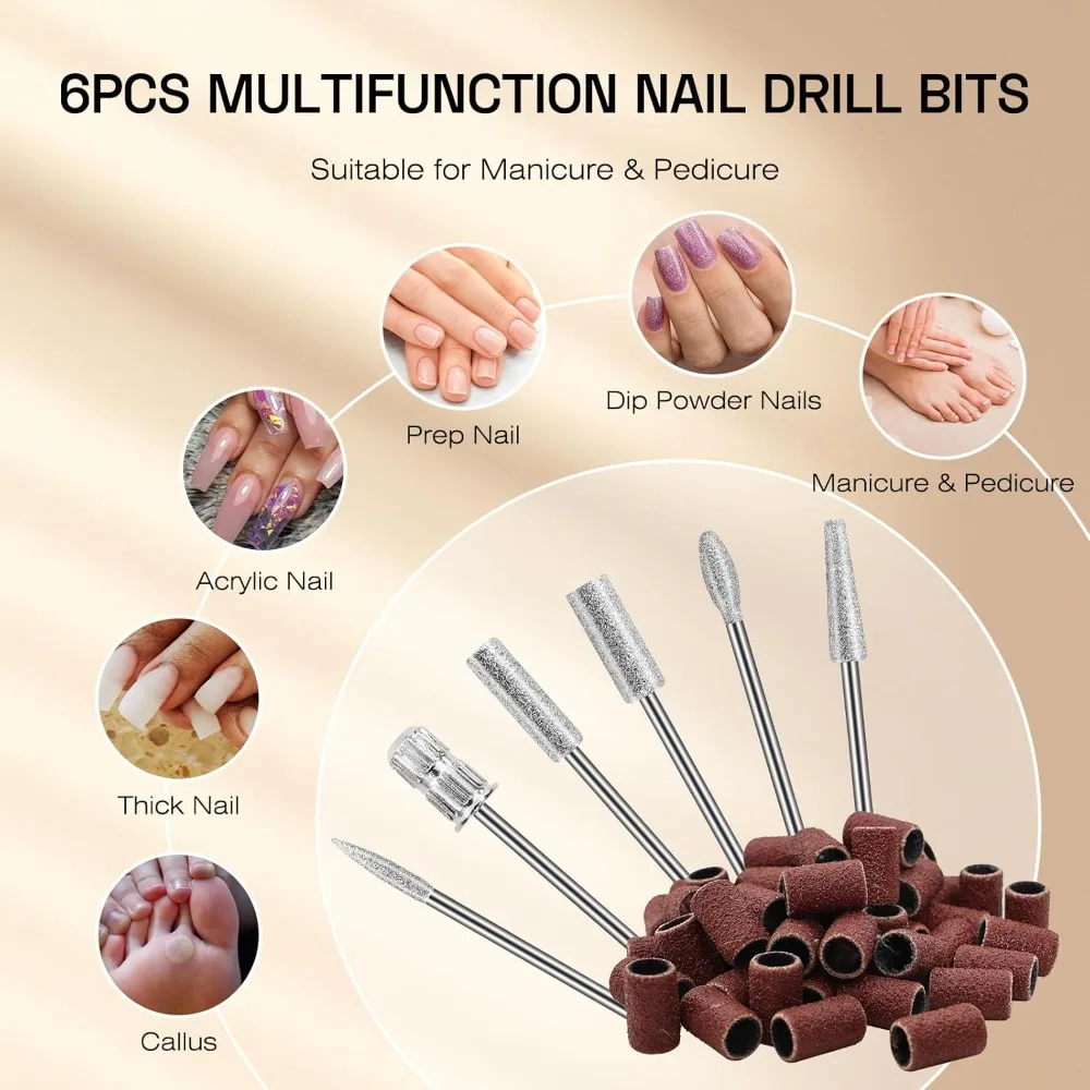 Elektrische nagelboorvijlmachine: Professioneel 45000 RPM draadloos nagelgereedschap met traploze snelheidsknop voor acrylgel dippoeder N