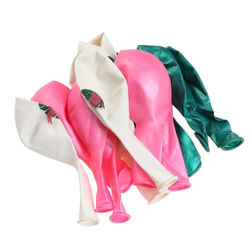 

22 Pcs Flamingo Balloon Set Summer Print Hawaii Theme Decorative Latex Balloons Pink Green Confetti Balloons Ribbon Included
