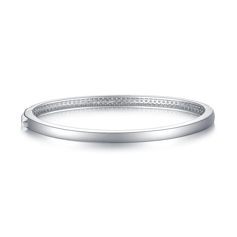 Follow Cloud 2.26ct 925 Sterling Silver Created Test Pass Moissanite Gemstone Cuff Bangle Bracelets Wedding Party Fine Jewelry