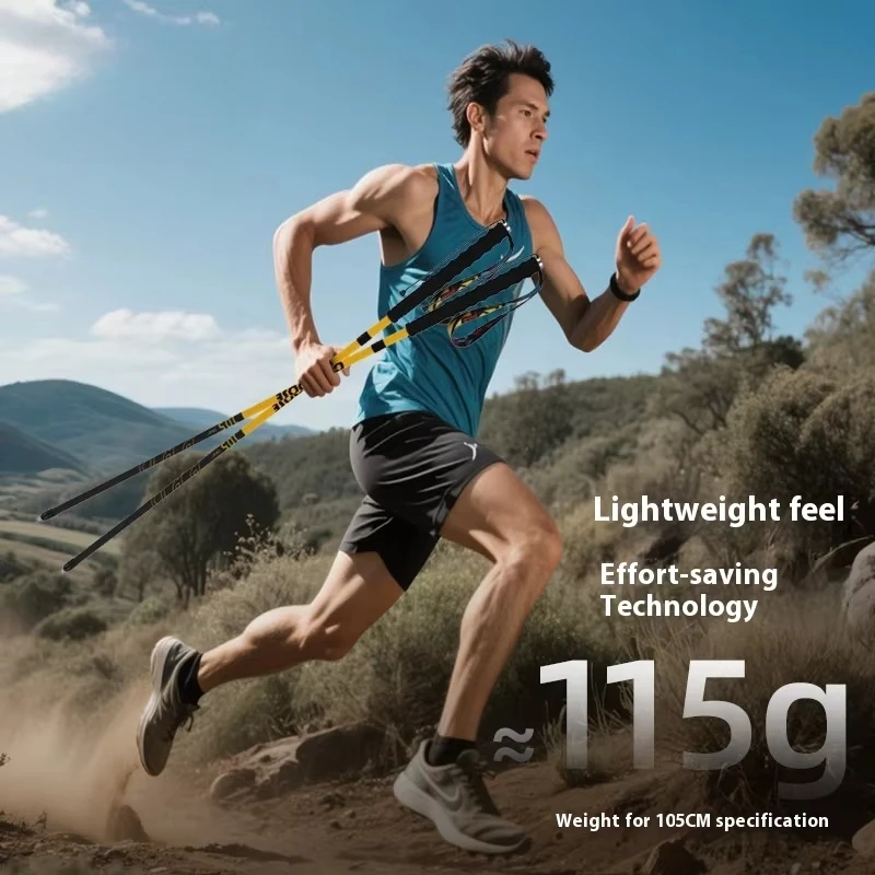 Factory Direct Ultra-Light 3K Carbon Fiber Trekking Poles Professional Folding Cross-Country Running Poles for Hiking Wholesale