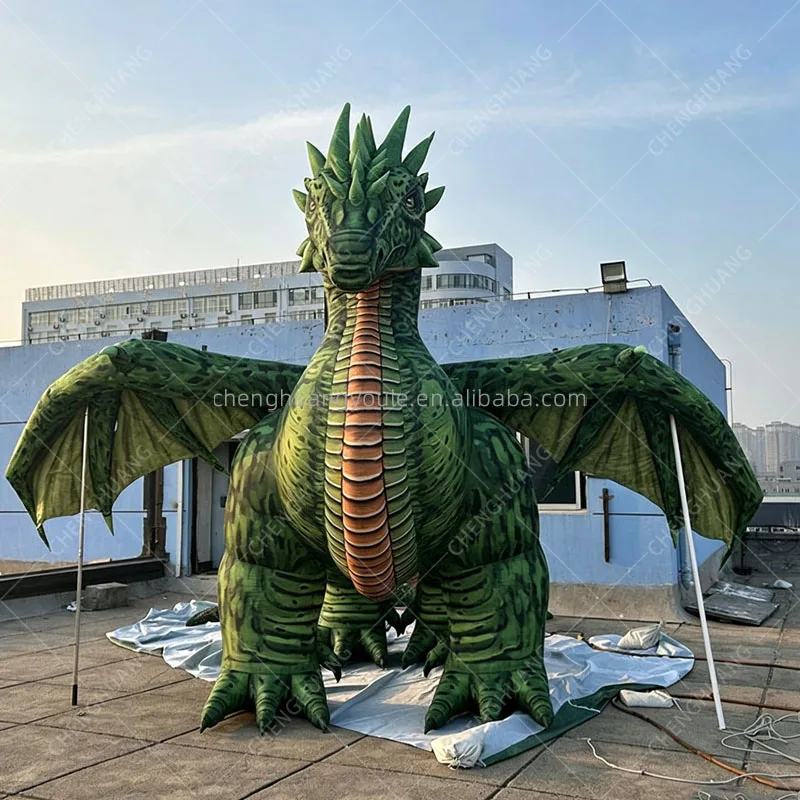 Giant Inflatable Green Flying Dragon Monster, Background Advertising Decor for Themed Party, Weird Carnival & Outdoor Event Prop