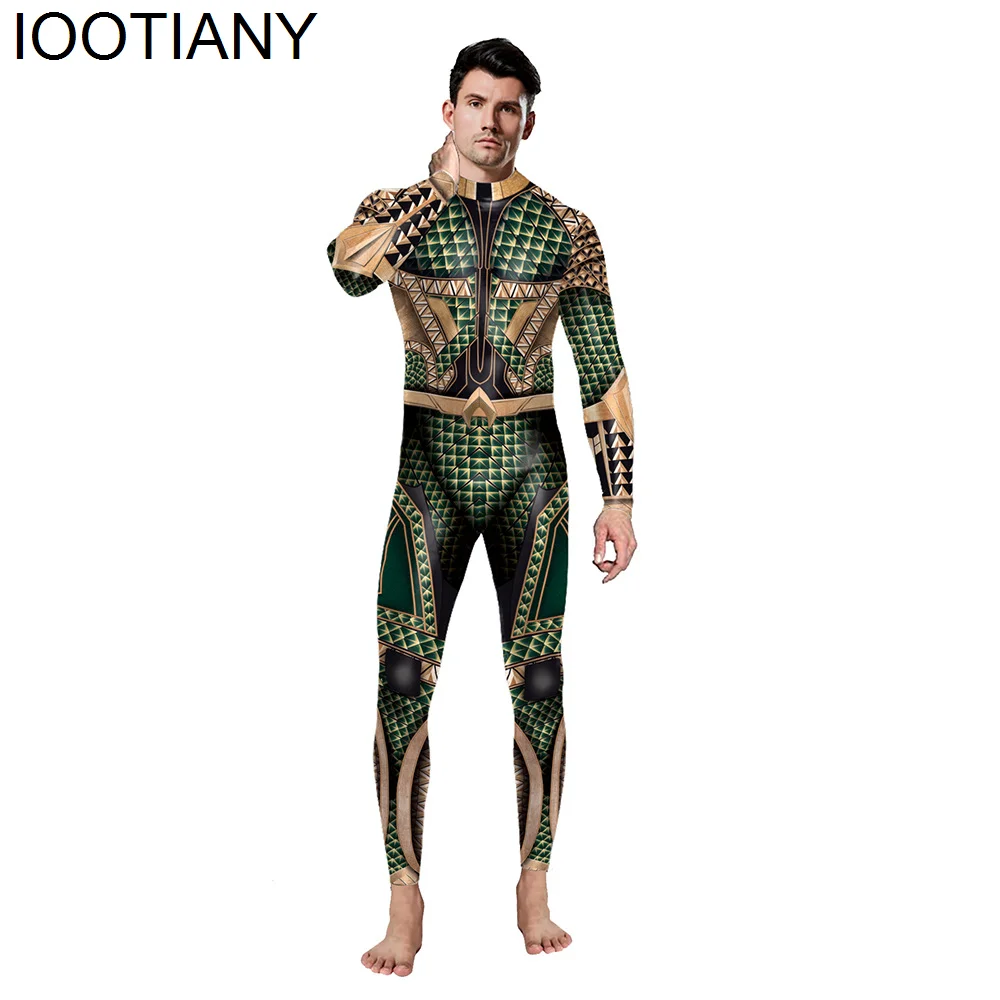 IOOTIANY Fashion Combat Print Halloween Carnival Adult Dress Spandex Jumpsuit  Long Sleeve Cosplay Onesie Outfits