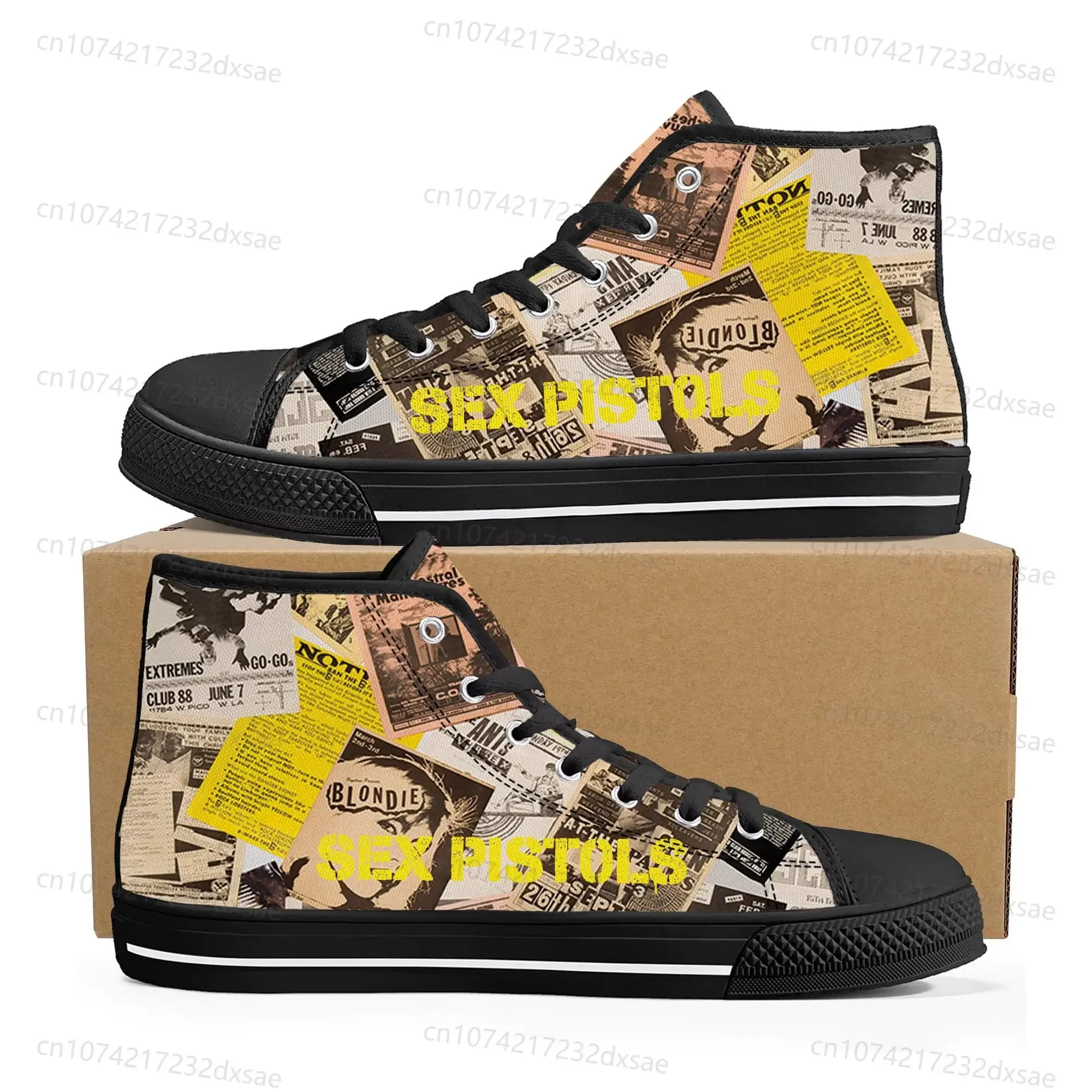 Sex Pistols Punk Rock Band High Top High Quality Sneakers Men Women Teenager Canvas Sneaker Casual Couple Shoes Custom Shoes