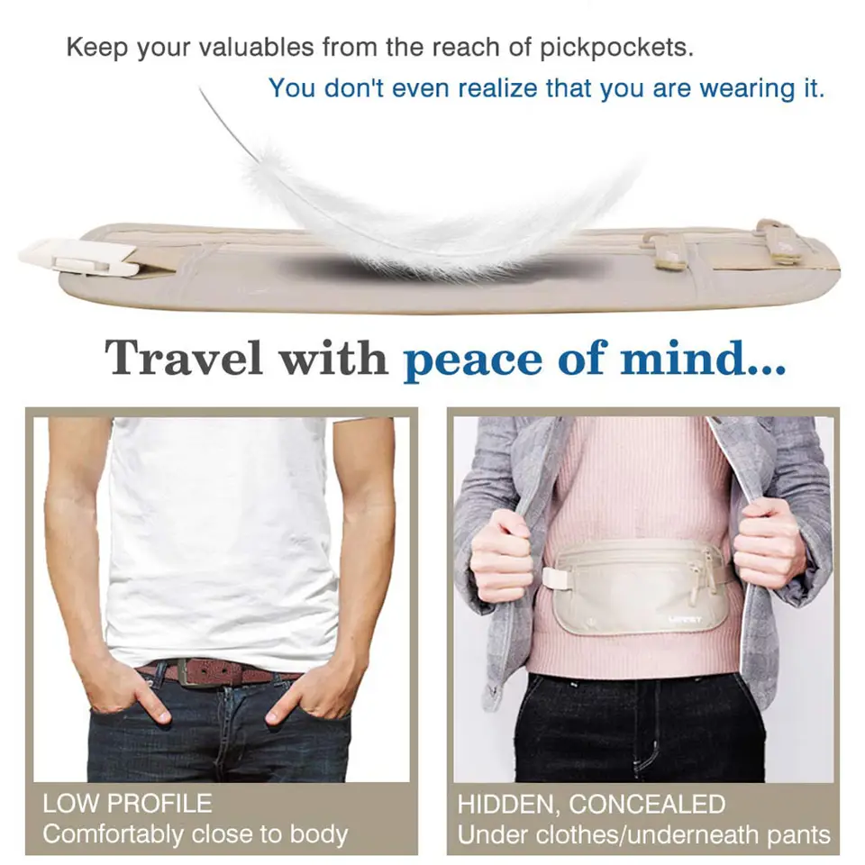 Invisible Travel Waist Packs Pouch for Passport Money Belt Bag Hidden Security Wallet Gift Travel Bag Chest Pack Money Waist Bag - 3