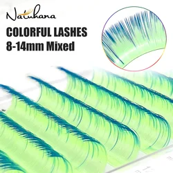 Natuhana Bruin Blauw Paars Gekleurde Wimper Extensions Individuele Nertsen Kleur Wimpers Korea Pbt Natuurlijke Zachte Valse Cilio Wimpers