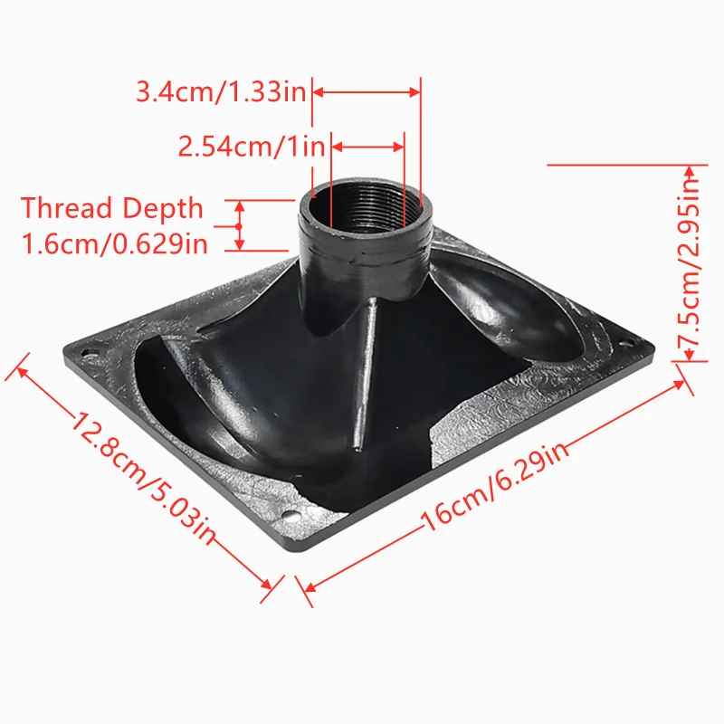 MW AUDIO Stage Speaker Horn Housing: Plastic Flanged Throat for Bolt-On Compression Driver (160x128x75mm)