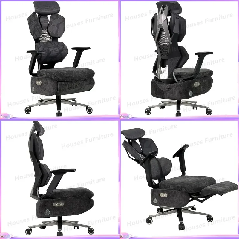 Ergonomic Gaming Chair with Massage Function Adjustable Height Recliner Office Computer Seat PU Leather Metal Base Home Use