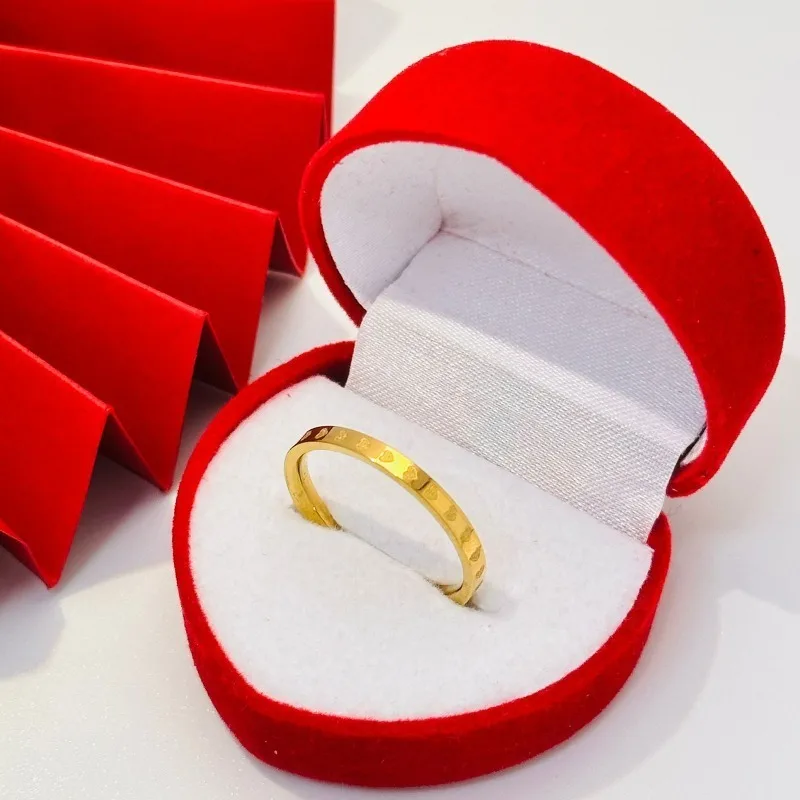Red Velvet Heart Shape Ring Box for Jewelry