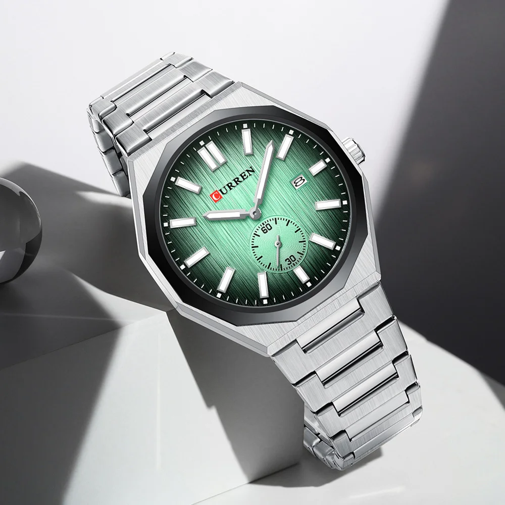 CURREN Top Brand Men's Quartz Watch Stainless Steel Strap Waterproof Luminous Date Male Wrist Watch Business Sports Mens Clock