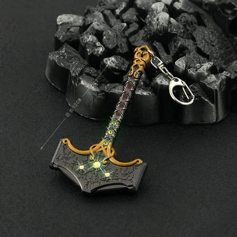 God of War Weapon Thor Hammer Metal Mjölni Quake Kratos Ghost of Sparta Game Sword Katana Keychain Model Dispaly Toys for Kids