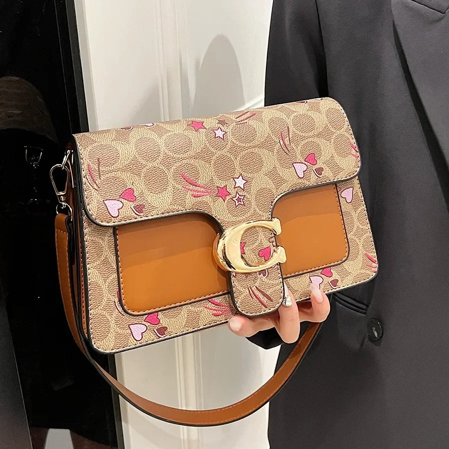 

2025 Summer's New Small Square Bag, Niche Style with Stitching & Print, Cover-Type Crossbody, Versatile Shoulder & Underarm Bag