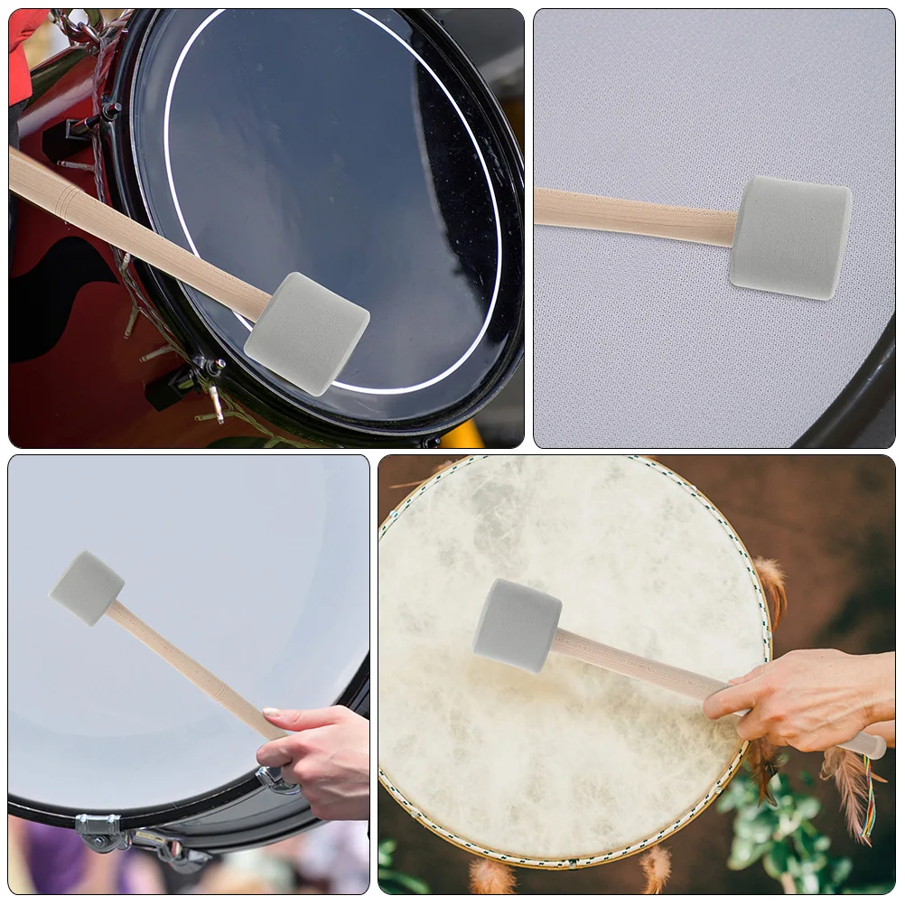 

Bass Drum Mallets Polished Wooden Handle Eva Foam Head Lightweight Portable Drumstick For Percussion Snare Drum Music