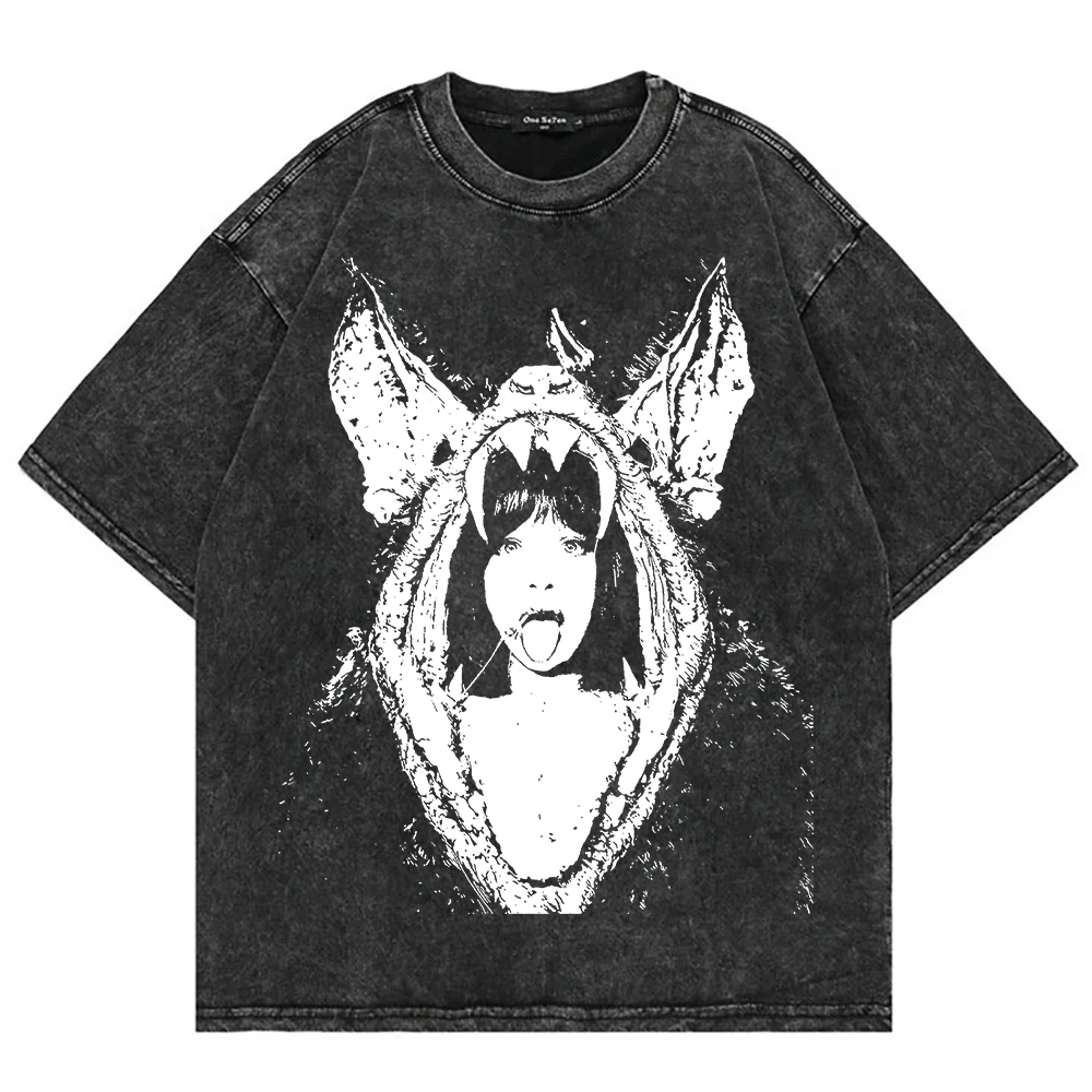 100% Cotton Vintage Washed Melanie Martinez Hades Tshirt Fashion Men The Listening Chamber Event Cool Loose Acid Wash Tee Shirt