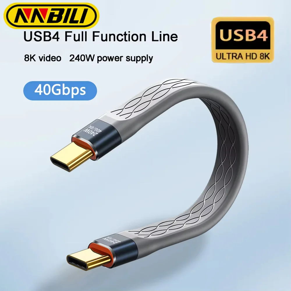 NNBILI 13.3CM FPC PD 240W Charger USB 4.0 Type C Data 40Gbps 8K@60Hz Video Cable For PC Computer Phone Hard disk Laptop Macbook