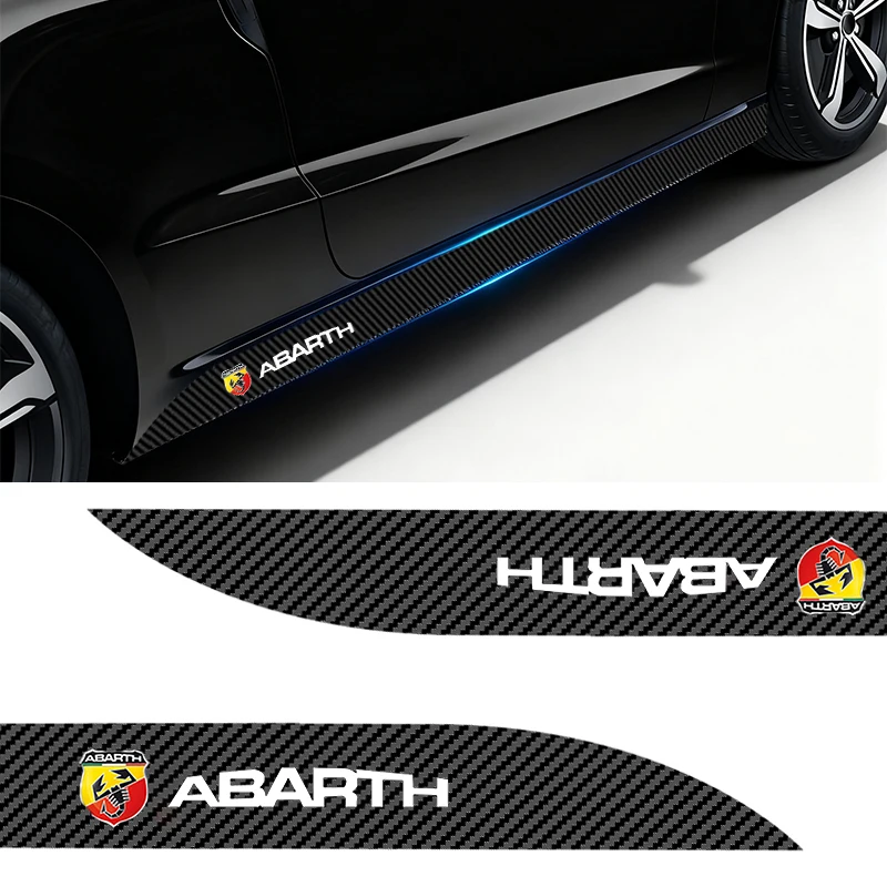 2 Stück Auto-Türseitenschweller-Aufkleber aus Kohlefaser für Fiat Punto Abarth 500 Stilo Ducato Palio Bravo Doblo