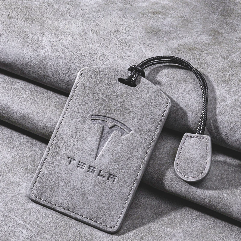 Leather Car Smart Remote Key NFC Card Case Cover Protector Holder Shell For Tesla Model 3 Model Y 2020 Auto Keychain Accessories