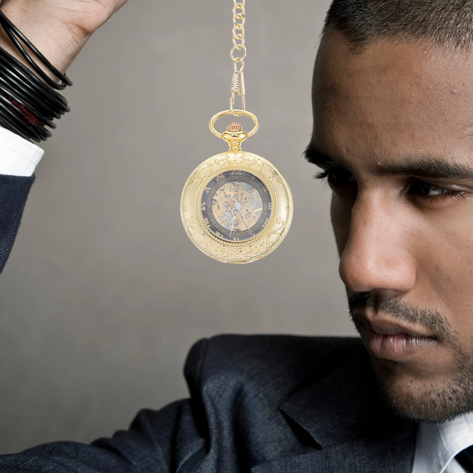 

Vintage Pocket Watch Men Steampunk Mechanical Lightweight Large Roman Numerals Precise Movement Accurate Time Necklace Watch