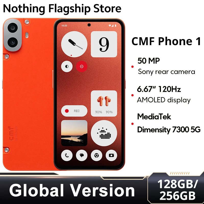 Cmf telefone 1 versão global smartphone 50mp sony câmera traseira 6.67 "120hz super amoled ltps display dimensão 7300 5g processador