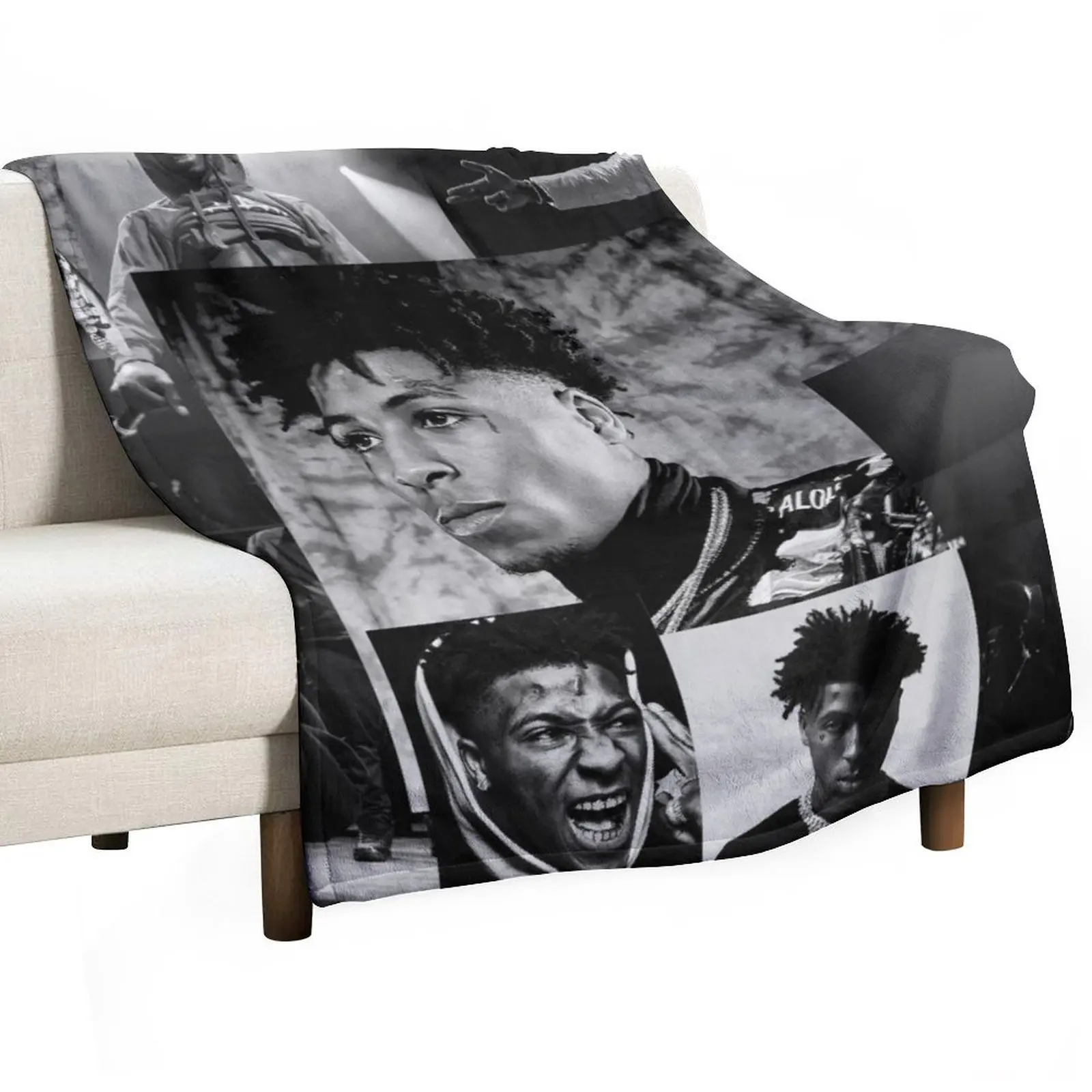 Youngboy B&W Never Broke Again Collage Throw Blanket Sofa Quilt christmas gifts Bed linens Blankets