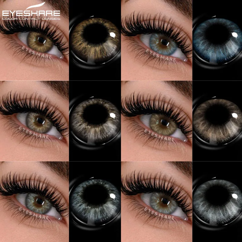 EYESHARE 1 Paar farbige Kontaktlinsen, natürliche braune Linsen, Make-up, blaue Kontaktlinsen für die Augen, modische graue Pupillenlinsen, jährlicher Gebrauch