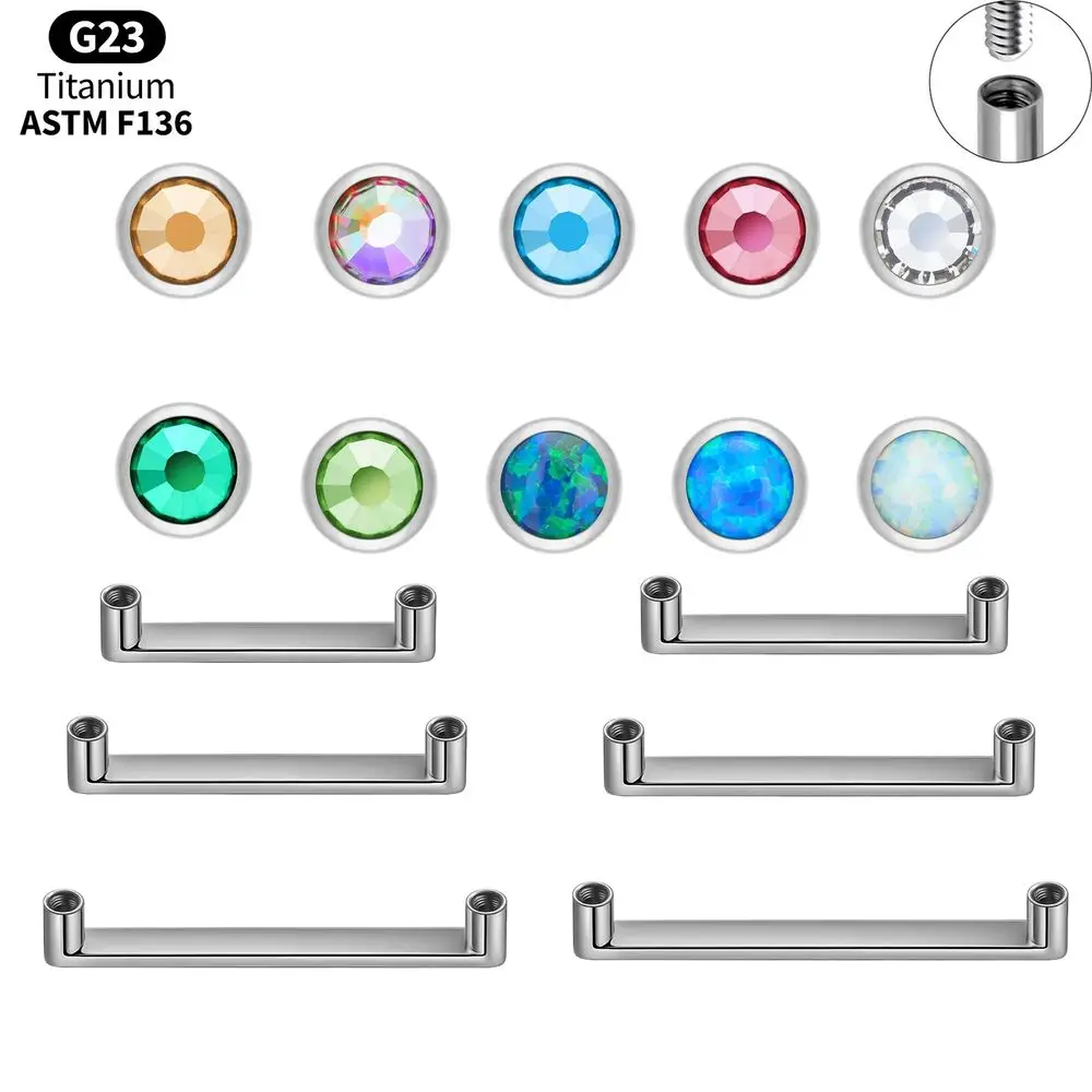 ASTM F136 Titanium Dermal Anchor Top Round CZ Base Piercing Surface Diver 16G 1.2mm  Skin Implant Body Jewelry Bulk Lot